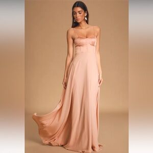 LULU’s Best Part of Me Blush Bustier Maxi Dress